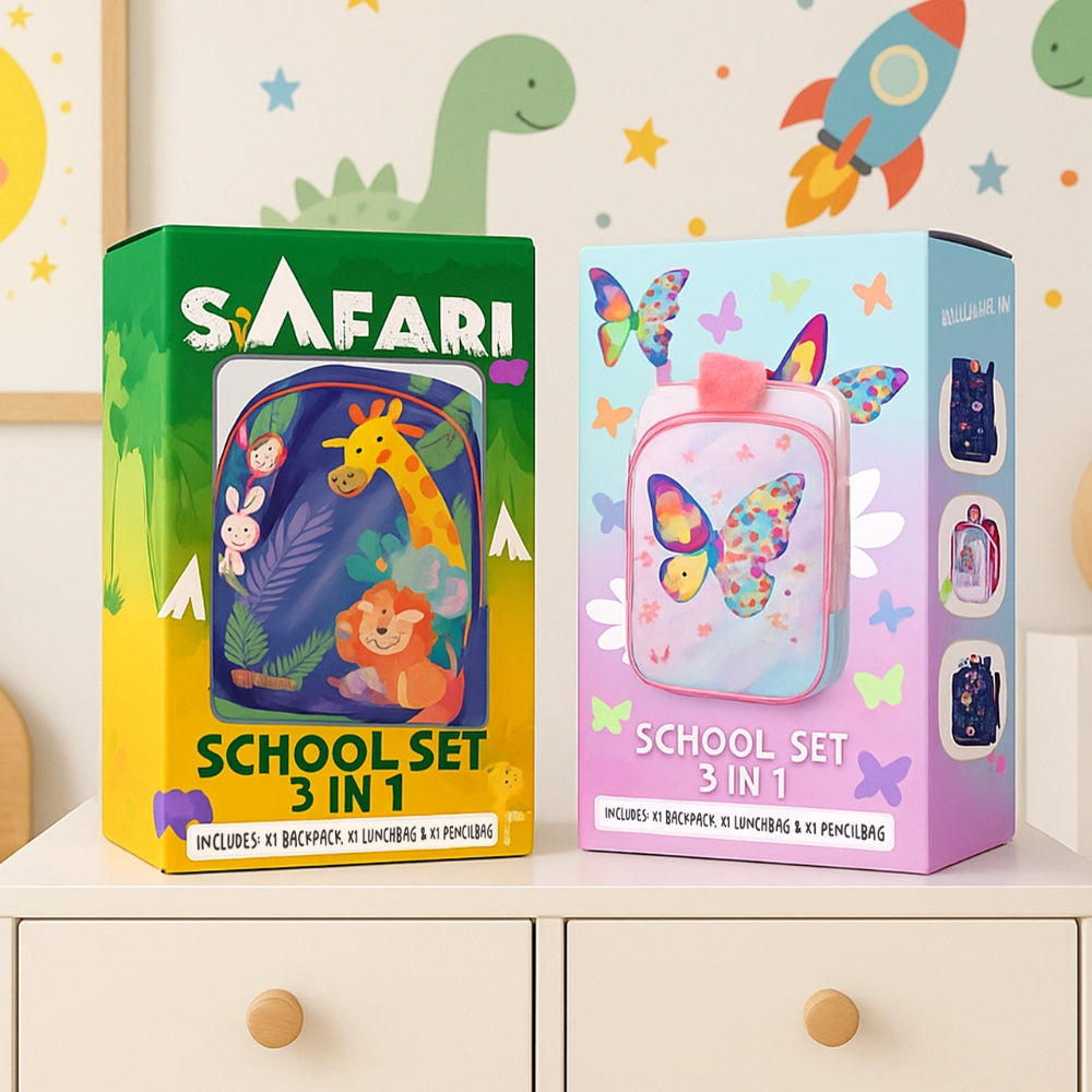 Junior Butterfly Backpack Set – 3-in-1 with Lunch & Pencil Bag