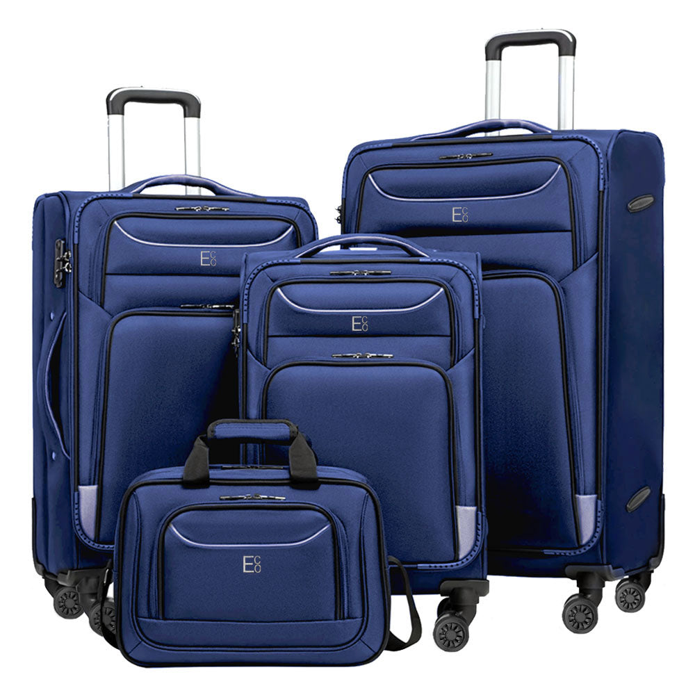 Pre-Order Monaco Soft Luggage Set of 4 Pieces - Navy Blue and Grey - Coming Soon