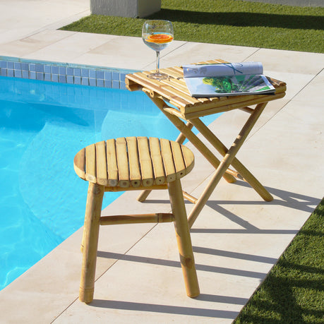 Natural Bamboo Wood Outdoor Garden Stool - DIY 4-Piece