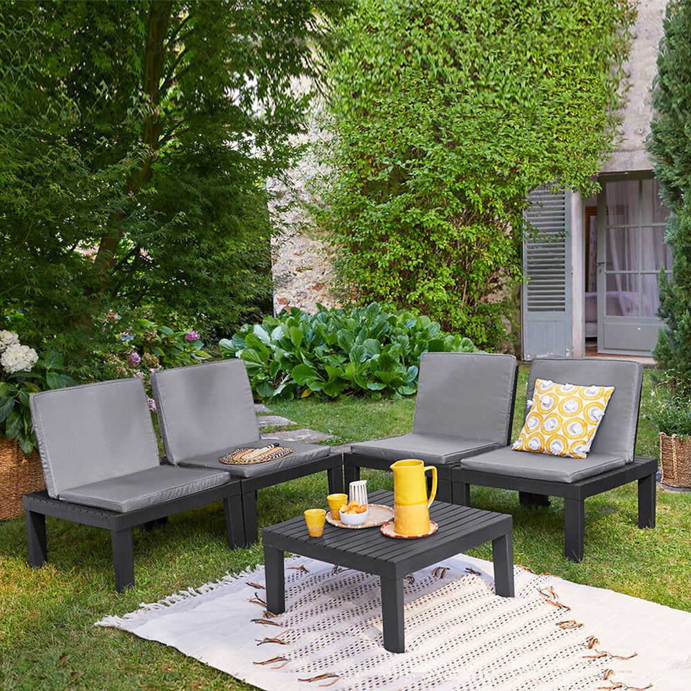 Salon de jardin - Table et chaises avec coussins