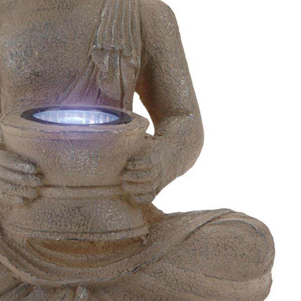 Eco-friendly modern solar powered buddha statue from Netherlands is powered by a solar panel on the back, the solar-powered LED garden light absorbs energy directly from sunlight. Decor for outdoor patio, garden, living room. The solar-powered light will shine for 6 hours when fully charged. Size 21cm x 14cm x 28cm. Bags Direct wholesale online shop 095500290