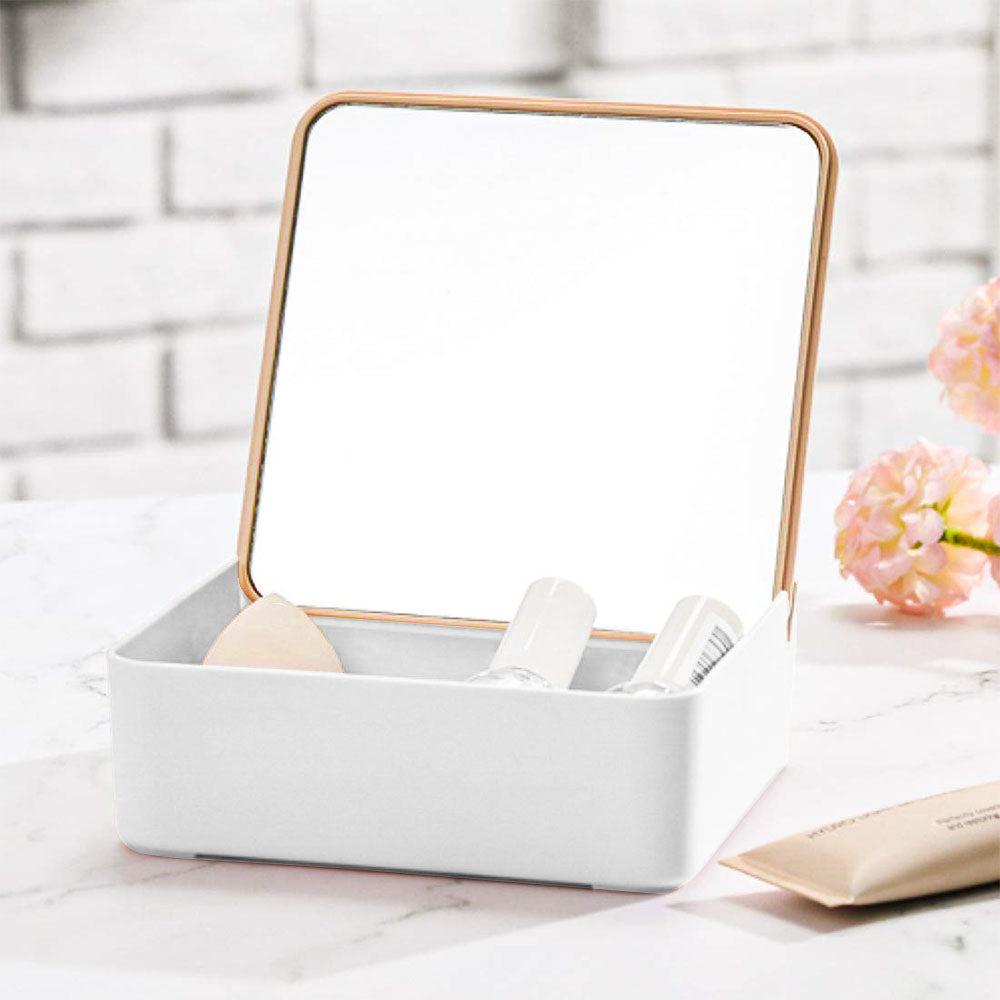 Eco-Friendly Makeup Organiser with Bamboo Lid & Mirror
