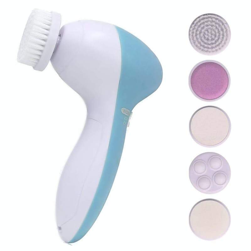 Facial Cleansing Brush Set of 5 with Batteries