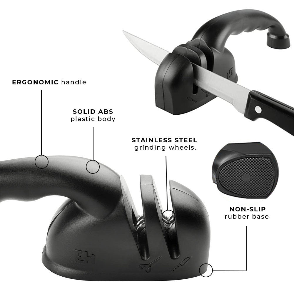 Knife Sharpener - 2 Slot - Anti-Slip - Stainless Steel