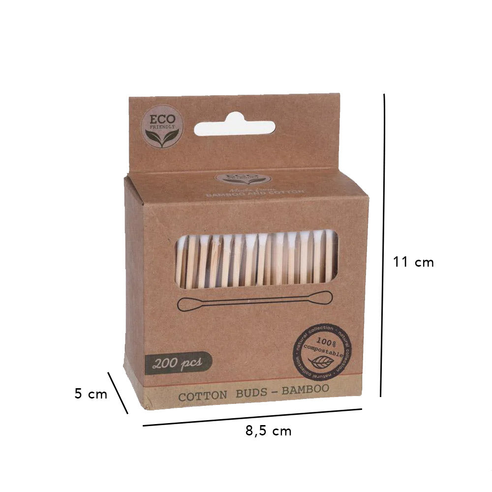 Bamboo Cotton Ear Swabs - Pack of 200 Pieces - Eco-Friendly
