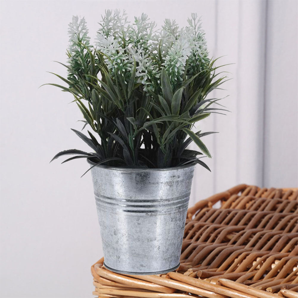 Artificial Plant in Zinc Pot - Lavender Design - 24cm