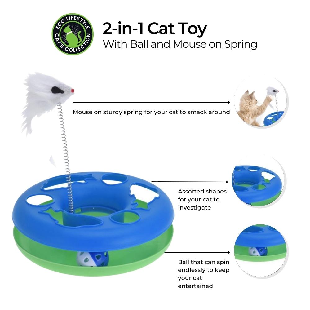 Cat Toy Chase Game with Ball and Mouse on Spring