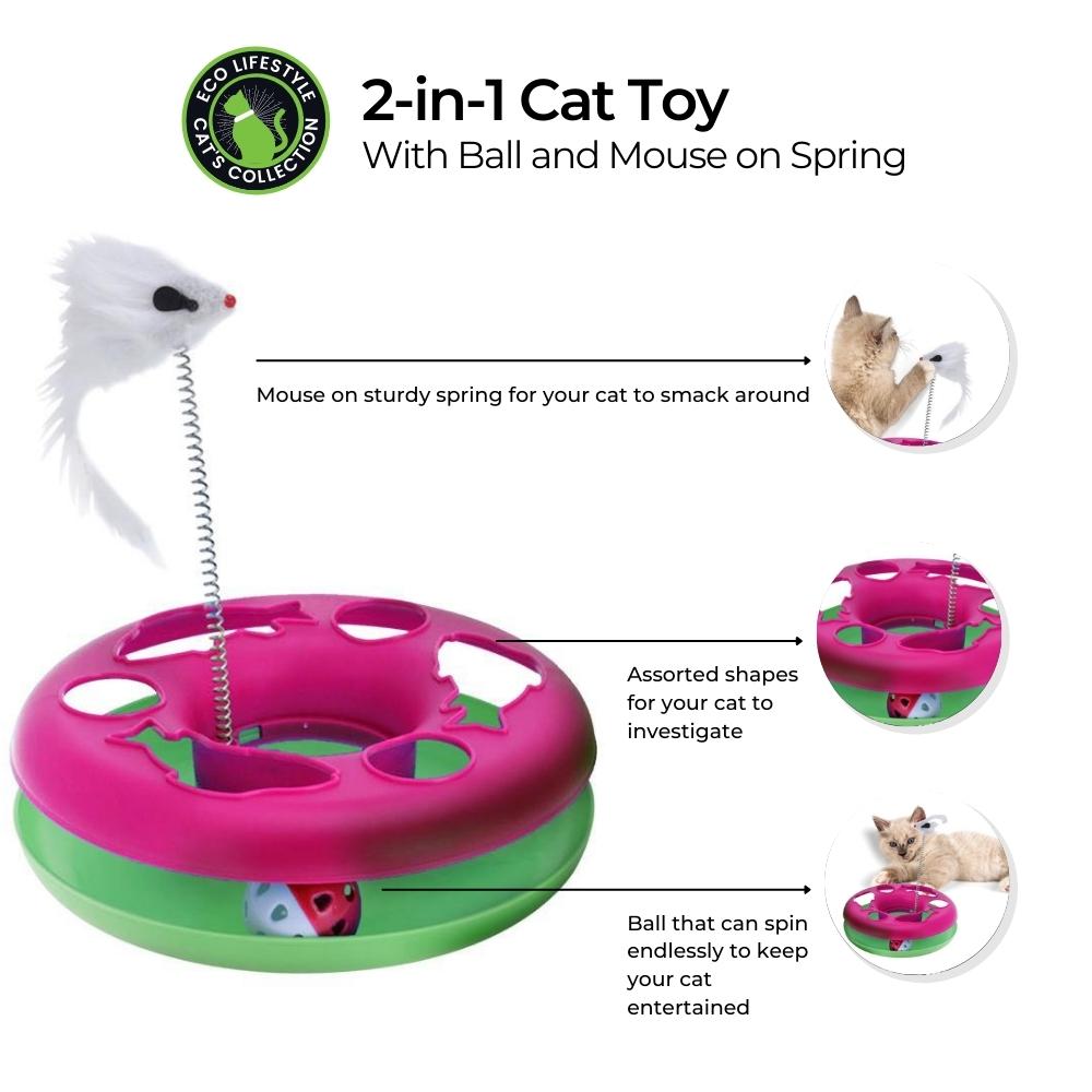 Cat Toy Chase Game with Ball and Mouse on Spring