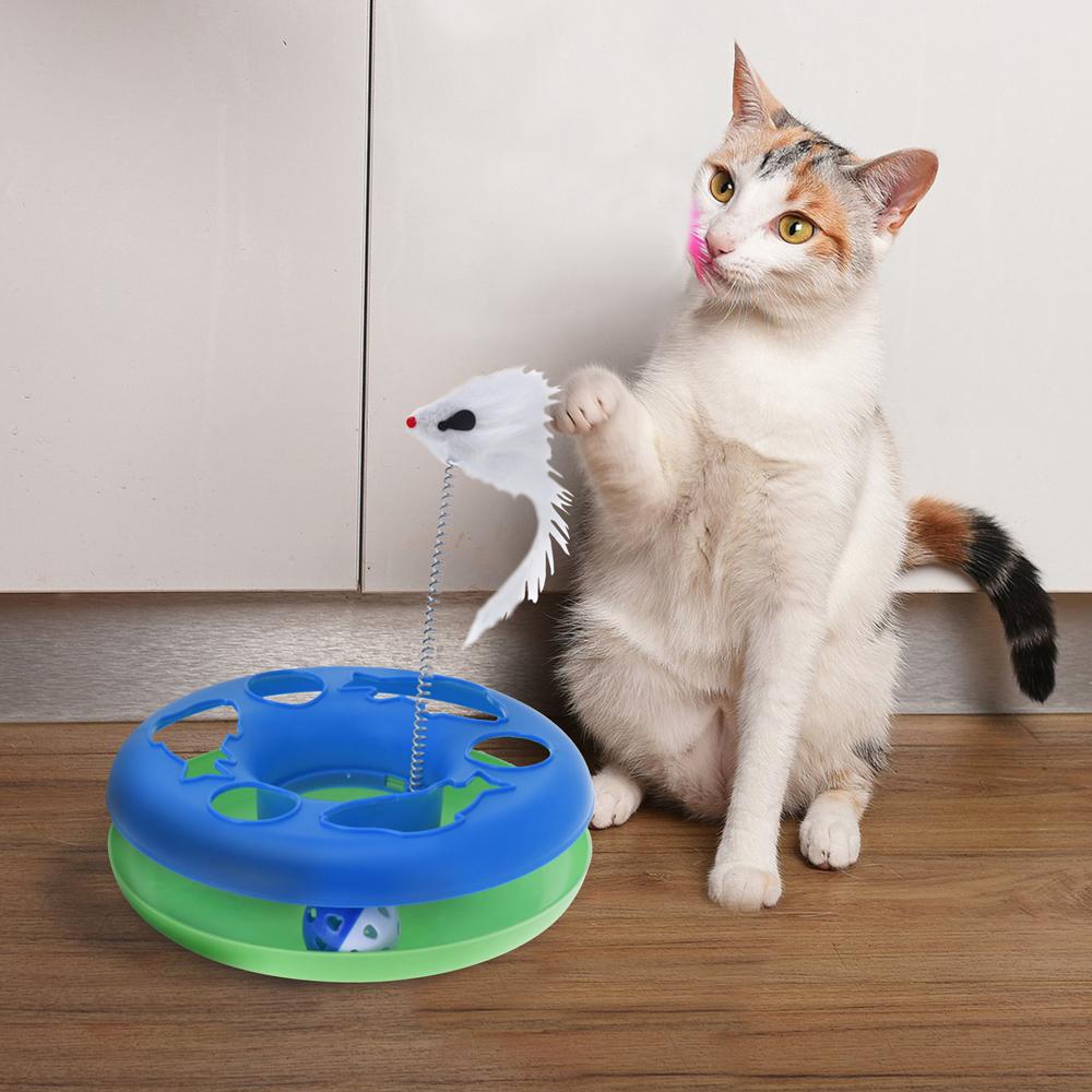 Cat Toy Chase Game with Ball and Mouse on Spring