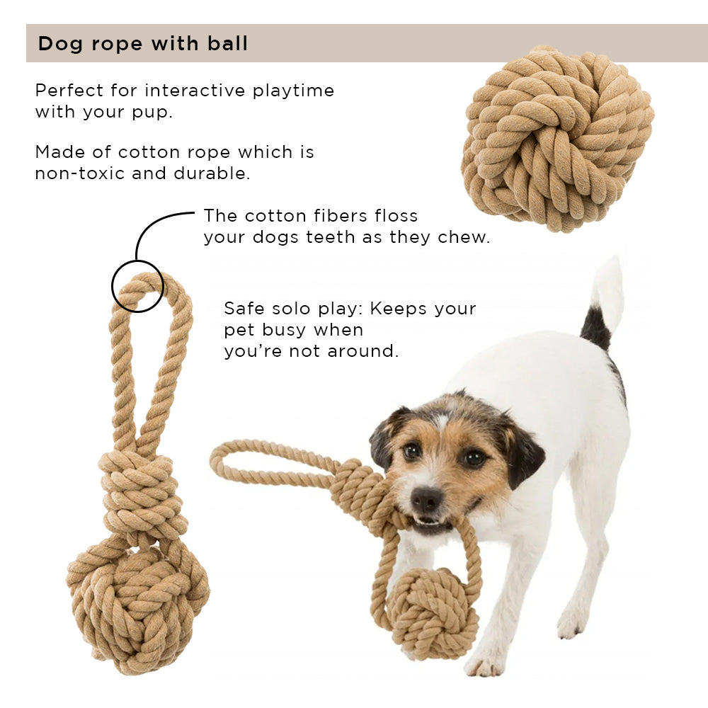 Cuerda de juguete para perros con pelota - 2 en 1