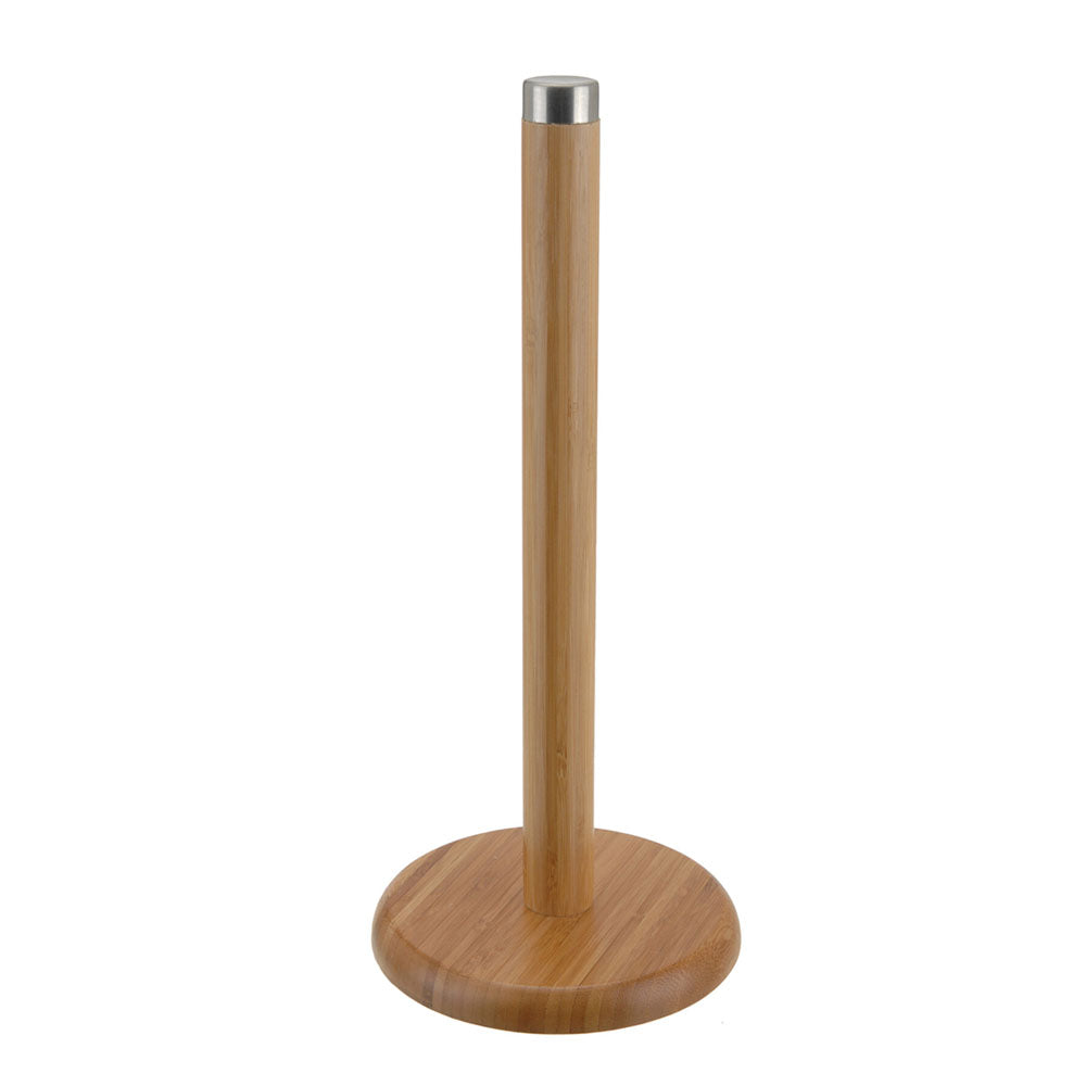 Eco-Friendly Bamboo Kitchen Roll Holder 32cm from Europe. The base stops your kitchen roll from unwinding. This stand is perfect for holding your rolls in the kitchen. 32cm tall so it will fit all generic kitchen rolls. Ideal for home kitchen, restaurants and bars. Bags Direct wholesale online shop 784200490