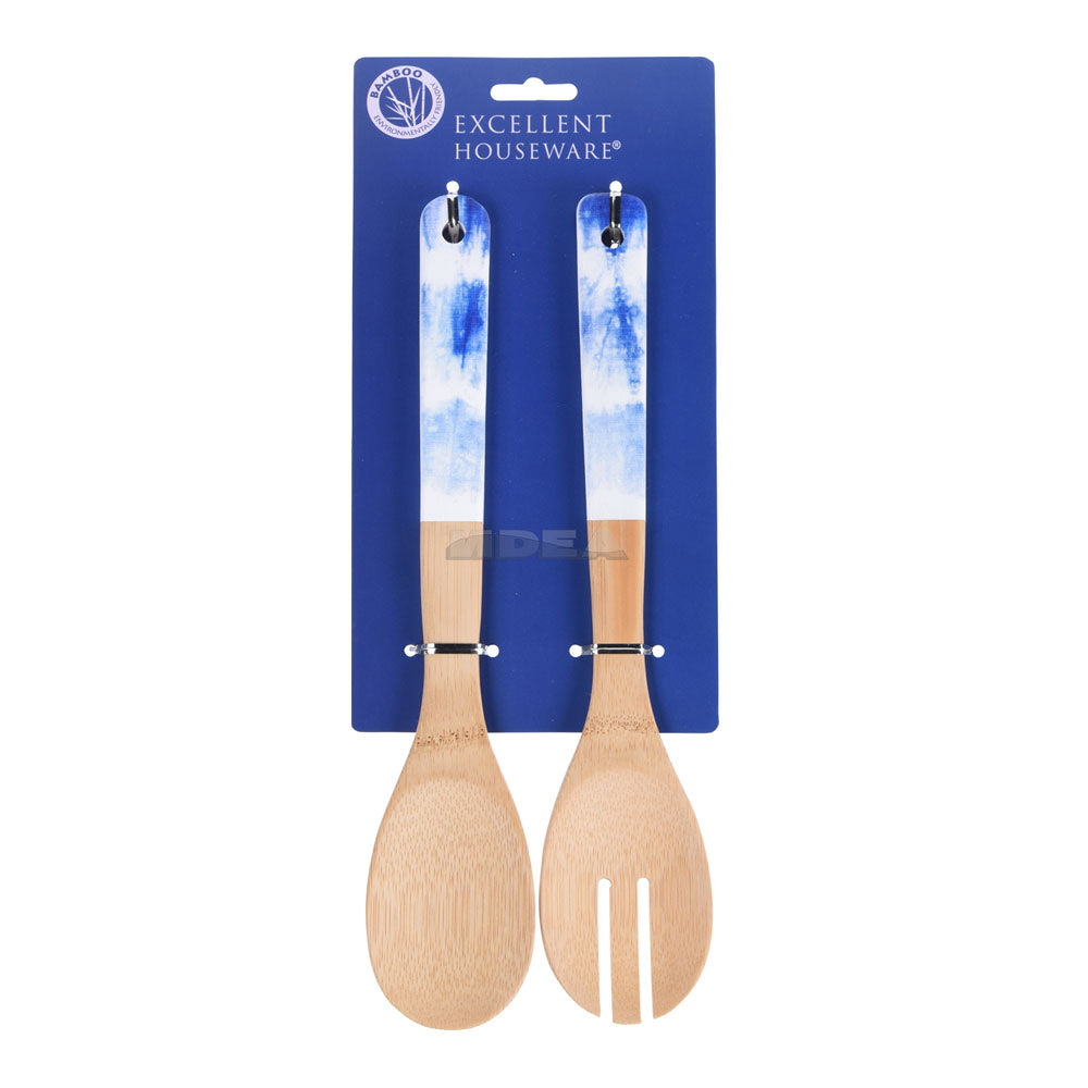Vajilla para servir cuchara y tenedor de bambú - 2 piezas - 30 cm - Ecológica