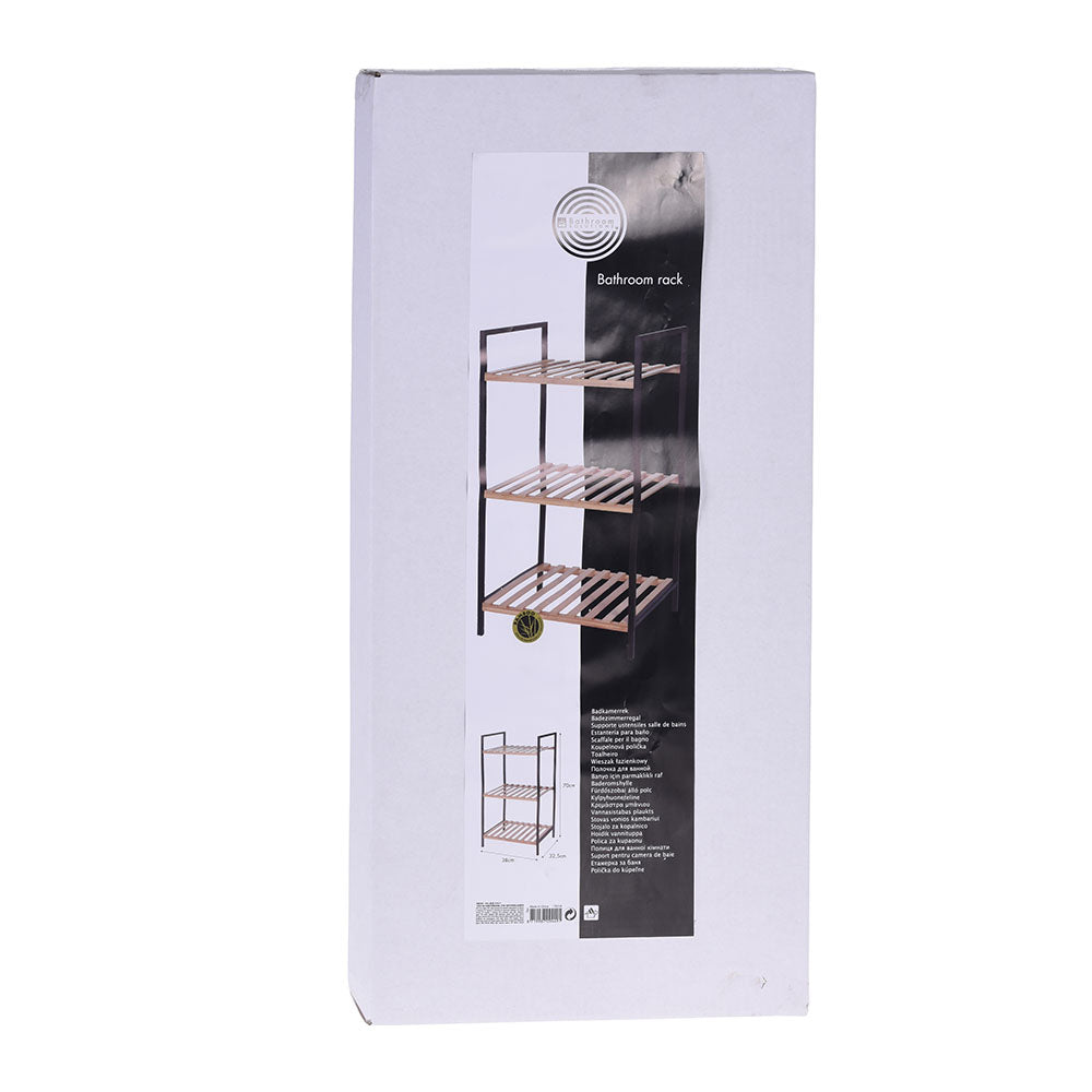 Bags Direct Eco-Friendly Standing Bamboo Wood Rack - 3 Shelves - 784500050 - packaged