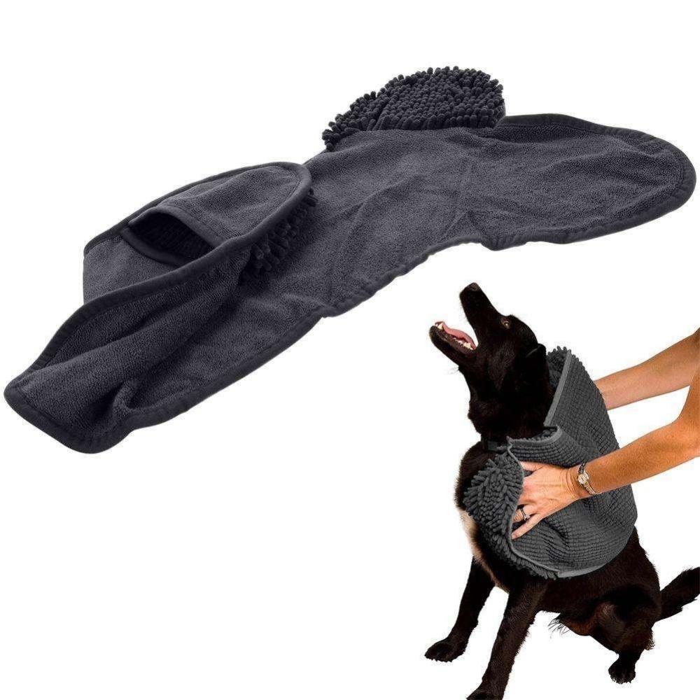 Pet Drying Towel with Dual Hand Pockets - Microfiber
