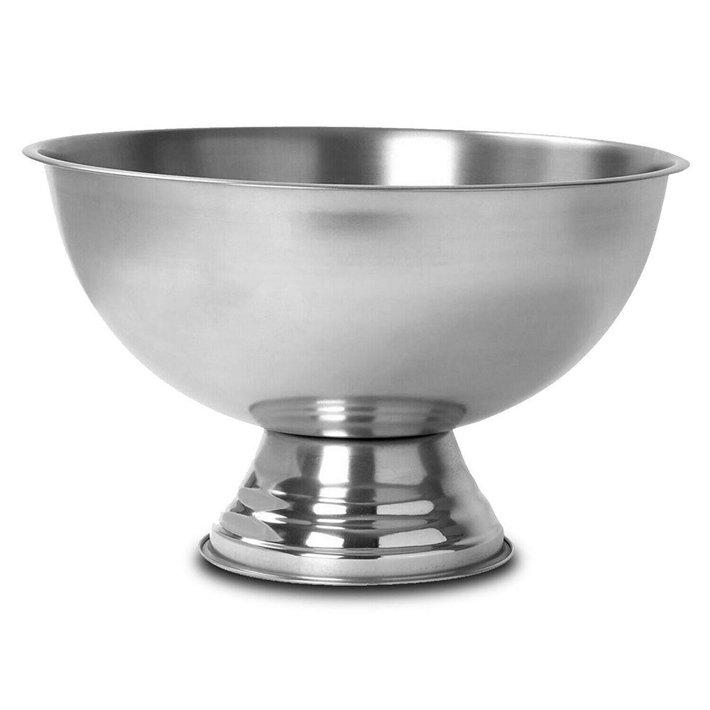 Matt finish stainless steel Champange ice cooler bowl on foot from Netherlands is perfect for any party, bar, home bar, event and special occasion. It can be used to store ice with your beverages to cool down your drinks or as a punch bowl. It can fit 5 - 8 bottles. Large enough to store up to 4 litres. Size: 39 x 24cm. Bags direct wholesale online shop