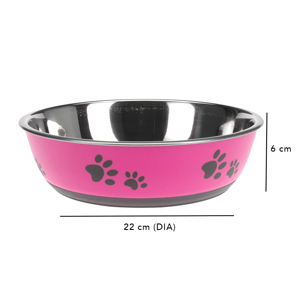 Dog Bowl with Anti-Slip Rubber Base - Stainless Steel - 22cm