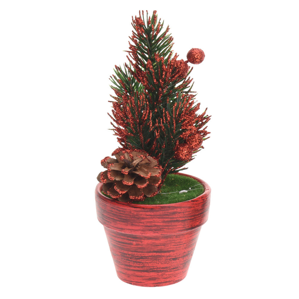 Mini Christmas Tree in Ceramic Pot with Glitter