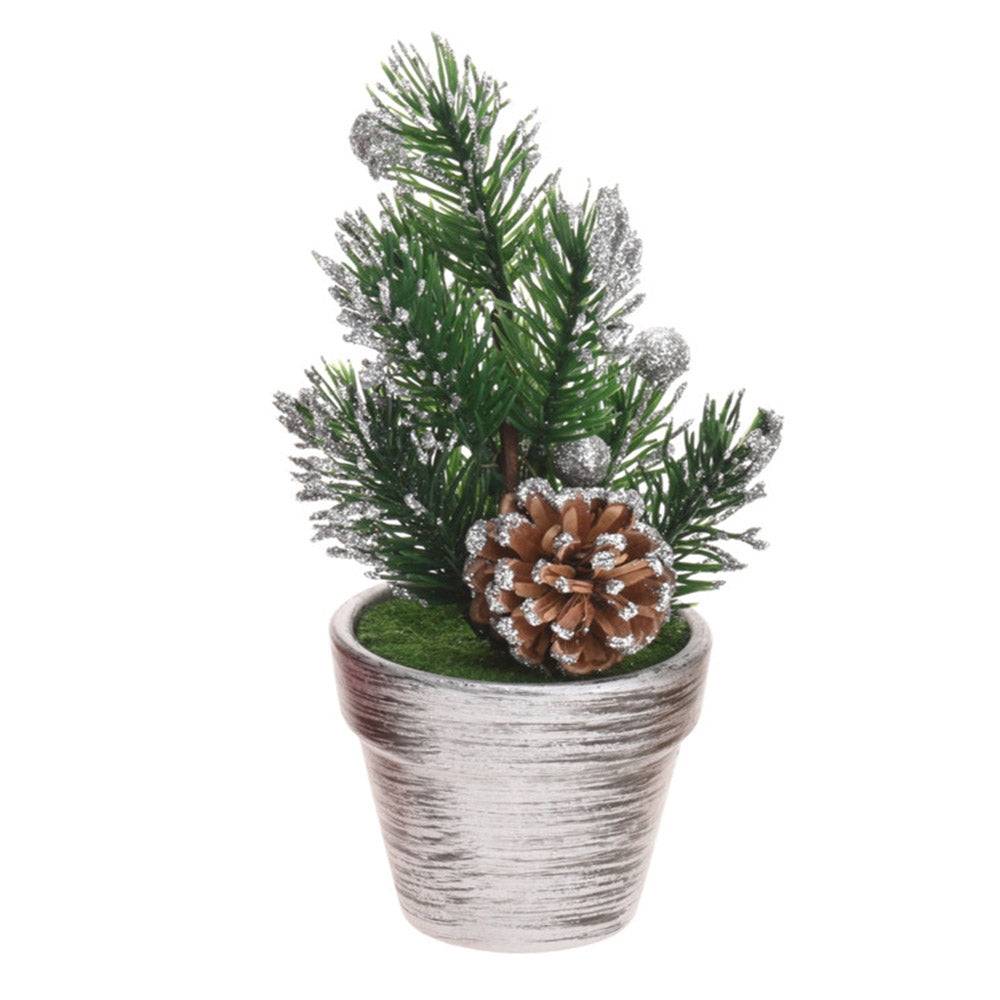 Mini Christmas Tree in Ceramic Pot with Glitter