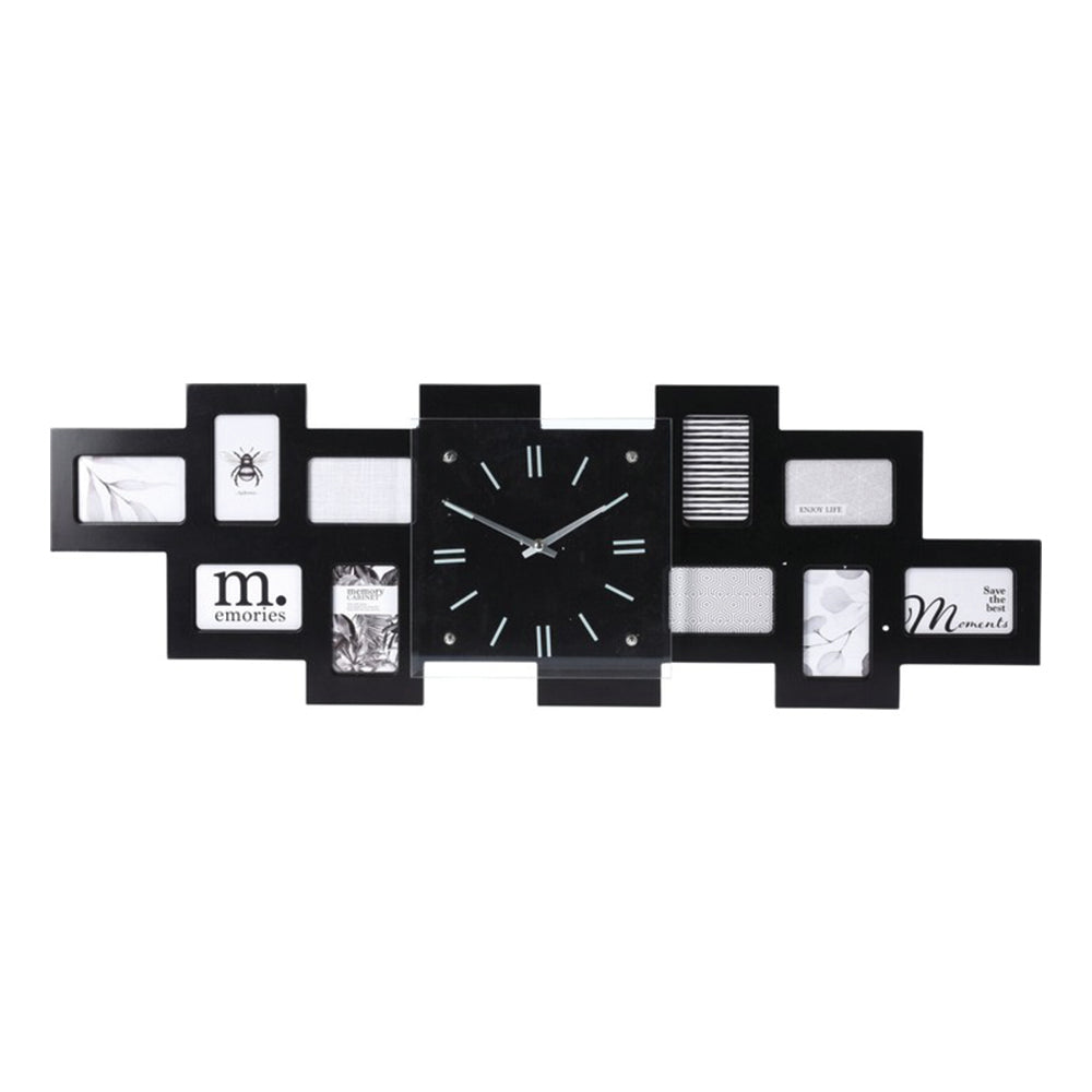 Reloj de pared con 10 marcos de fotos.