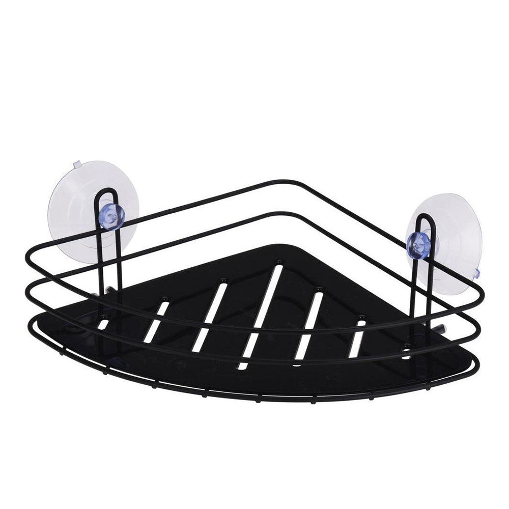 Metal powder coated bathroom rack with 2 suction cups and 1 tray with drainage holes. Keep all your shower and bath essentials tidy and organised from shampoo bottles, soaps, razors and cloths. Equipped with drainage holes. Ideal to use in the shower, bathtub or washbasin. Size: 20 x 20 x 8cm. Bags Direct wholesale online shop