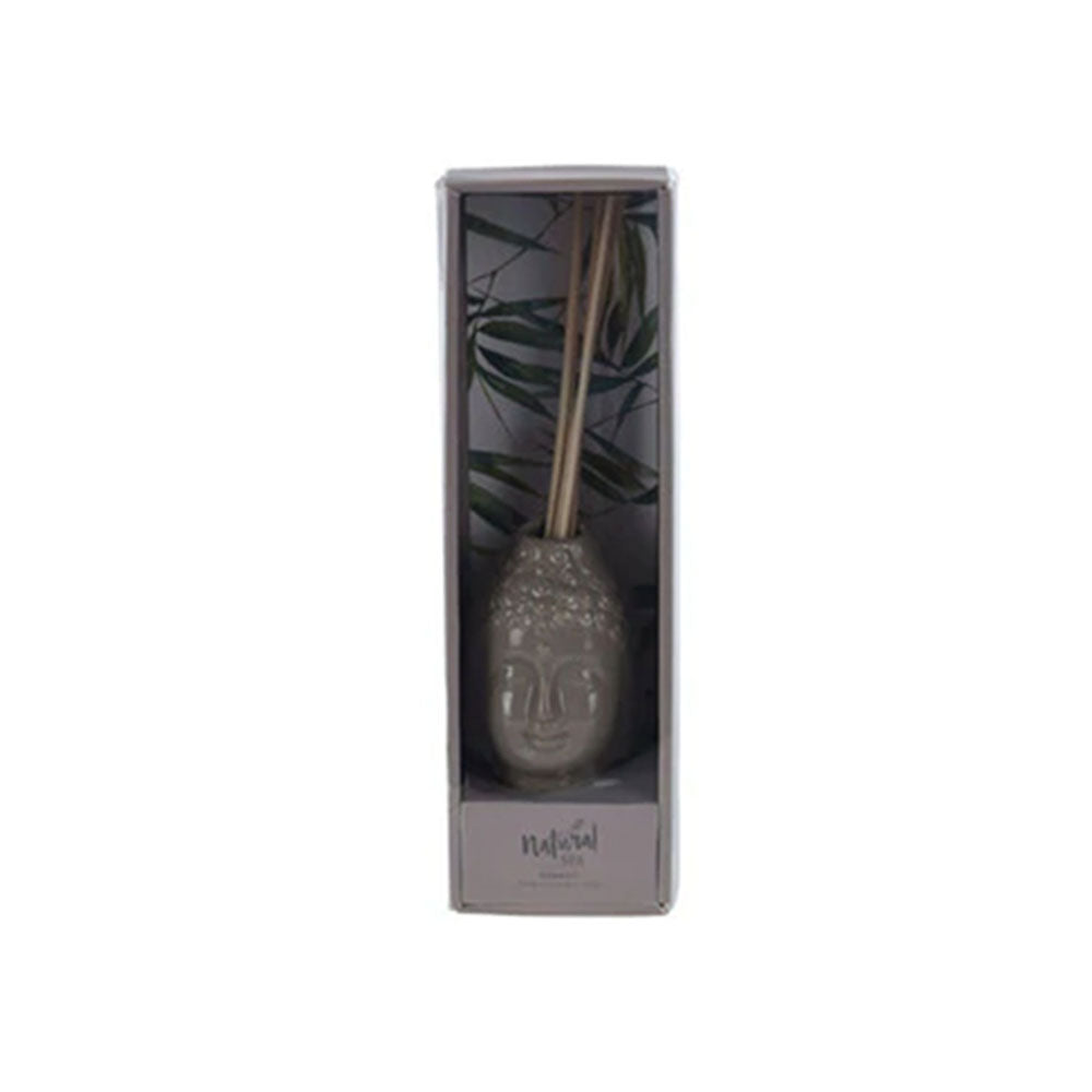 Difusor - Fragancia de 100 ml y 6 varillas de caña - Diseño de Buda de cerámica perfumada