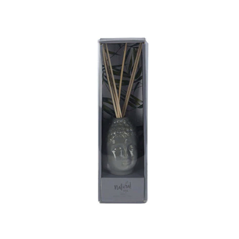 Difusor - Fragancia de 100 ml y 6 varillas de caña - Diseño de Buda de cerámica perfumada