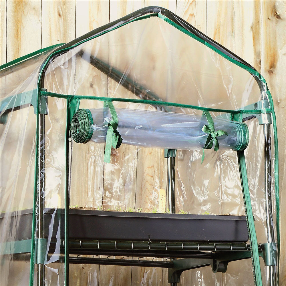 Bags Direct Greenhouse with Transparent Cover - 4 Tier Growing Shelves. Metal + Foil. Size: 50 x 45 x 130cm (LxWxH). CE6500040 - 8719202169164 agricultural farmers and gardeners.