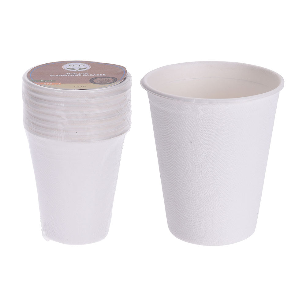Sugarcane Cups Party Pack - 8 Pieces - 275ml - Eco-friendly & Biodegradable