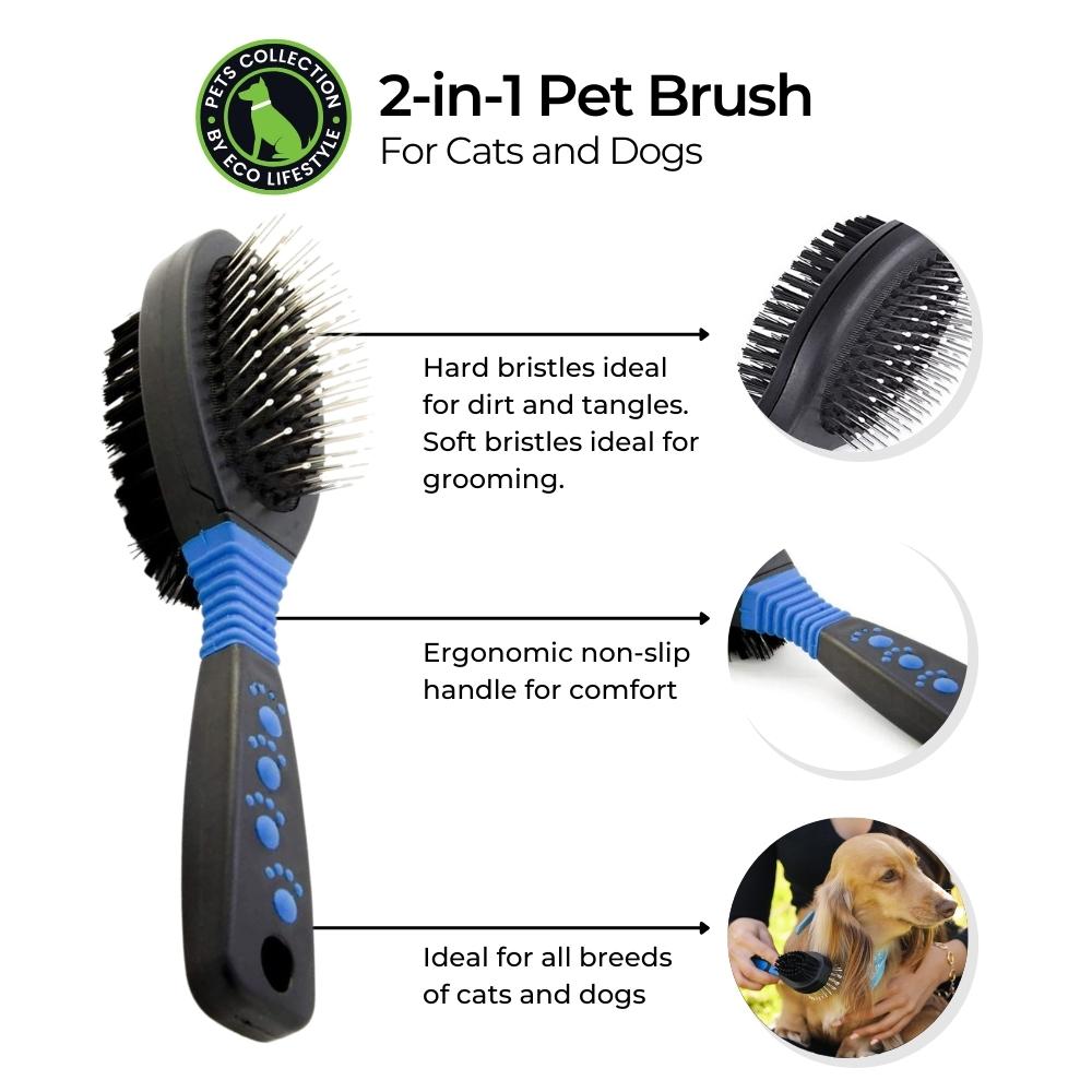 Pet Brush - Double Sided - Hard and Soft Bristles