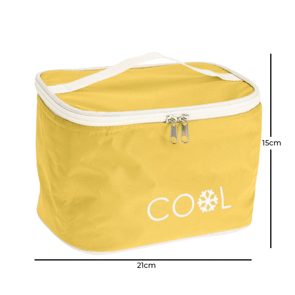 4 Litre Foldable cooler lunch bag with handle allows you to take your packed lunch and drinks whenever you go on picnics or camping trips. It has an internal insulating lining to protect food from external elements while keeping it cool from the heat. White printed logo on the front side. Size: 21.5 x 15 x 15cm. Bags Direct wholesale online shop DB5000010