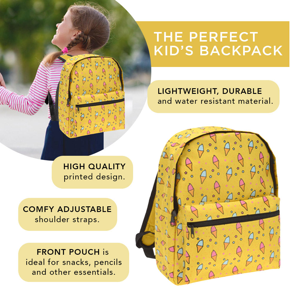 Kids Backpack Summer Vibes Design - Yellow Ice Cream Design