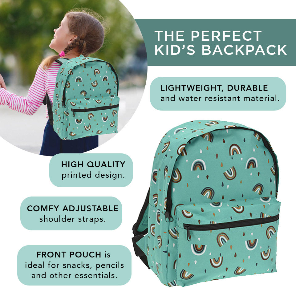Kids Backpack Summer Vibes Design - Green Rainbow Design