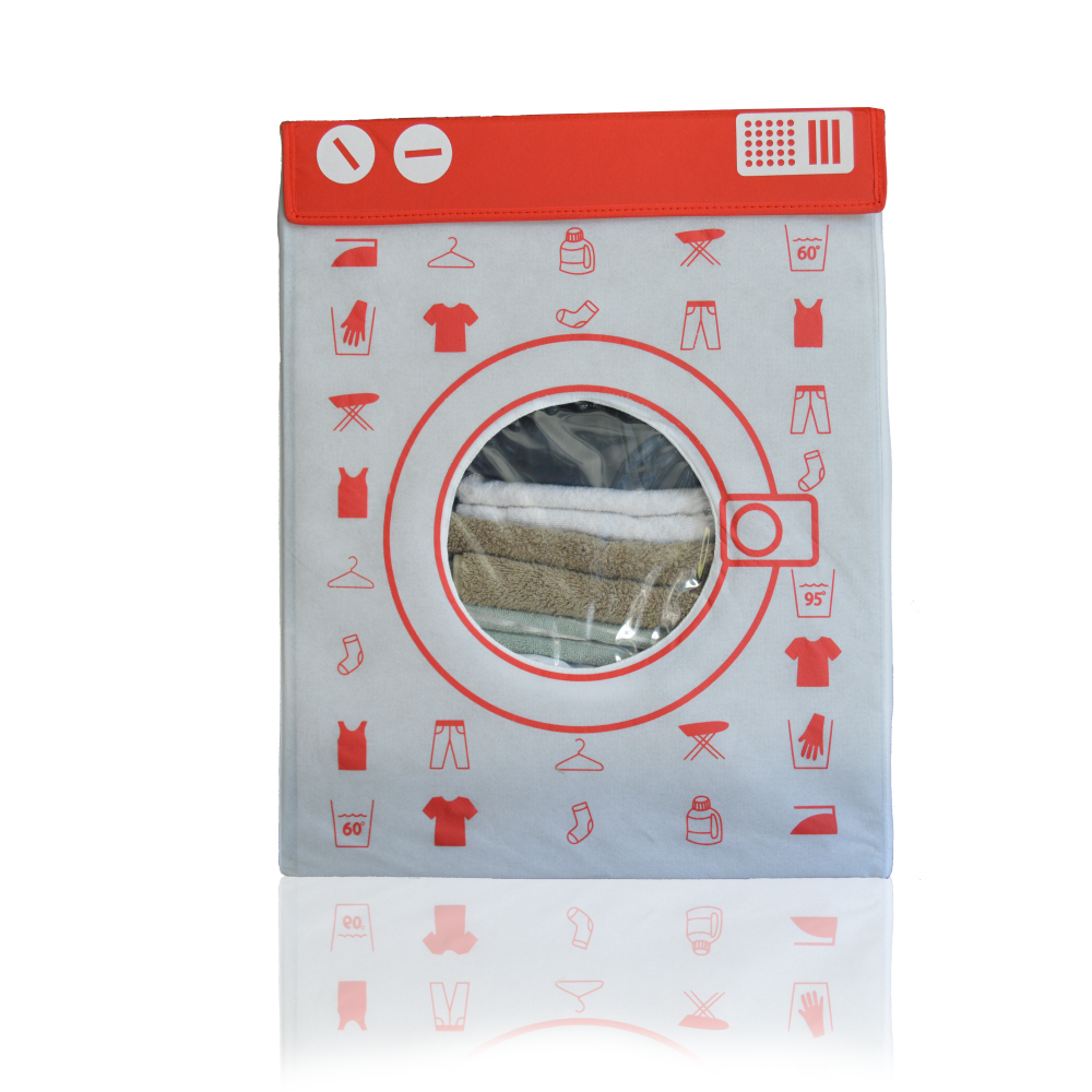 Laundry Hamper Washing Machine Design - Red | White
