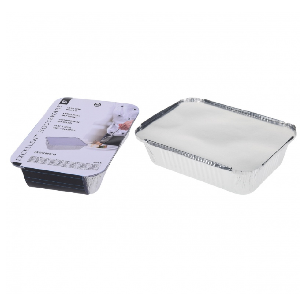 Aluminium Grill Trays with Lid - Set of 4 pieces