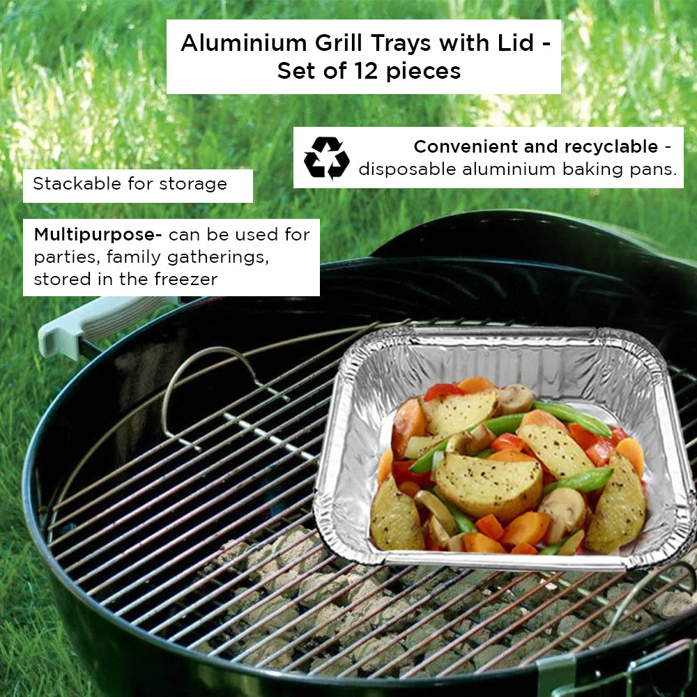 Aluminium Grill Trays with Lid - Set of 4 pieces