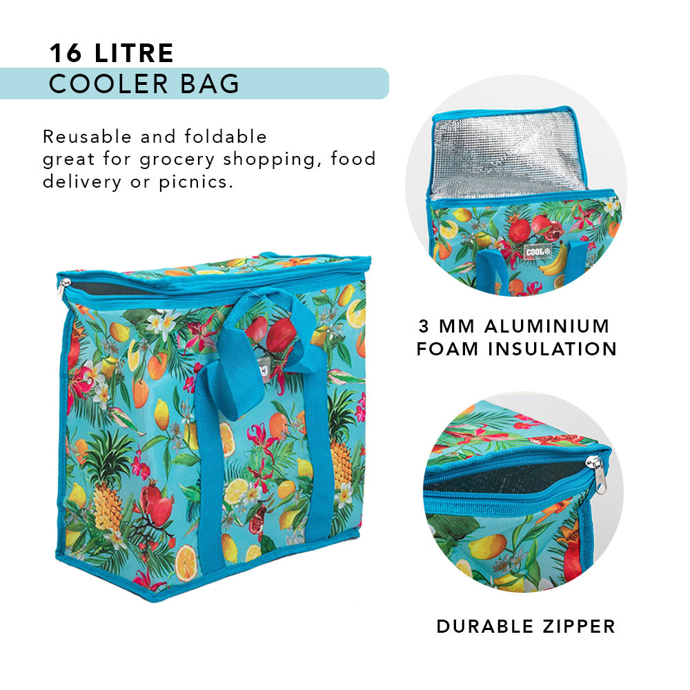 Isolierte Kühltasche mit Griffen – 16 Liter – Tropisches Design