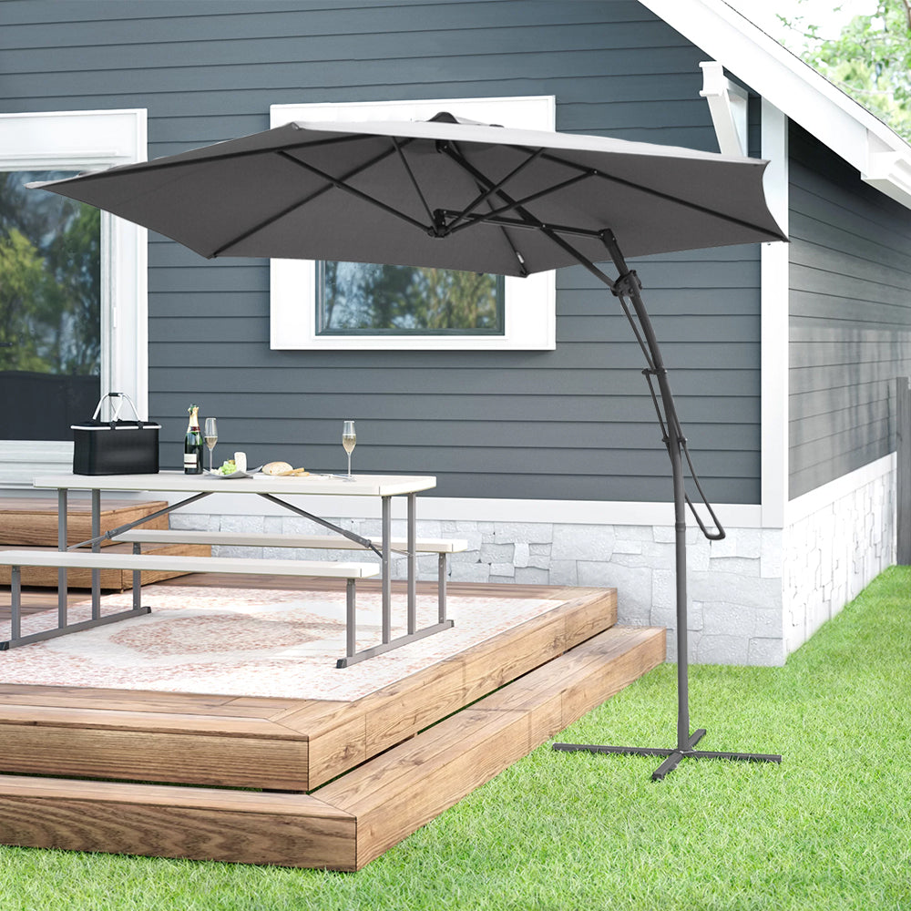 Cantilever Umbrella with Push-Up System - Light Grey