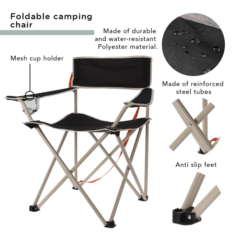 Chaise de camping avec sac de transport et porte-gobelet - Conception pliable