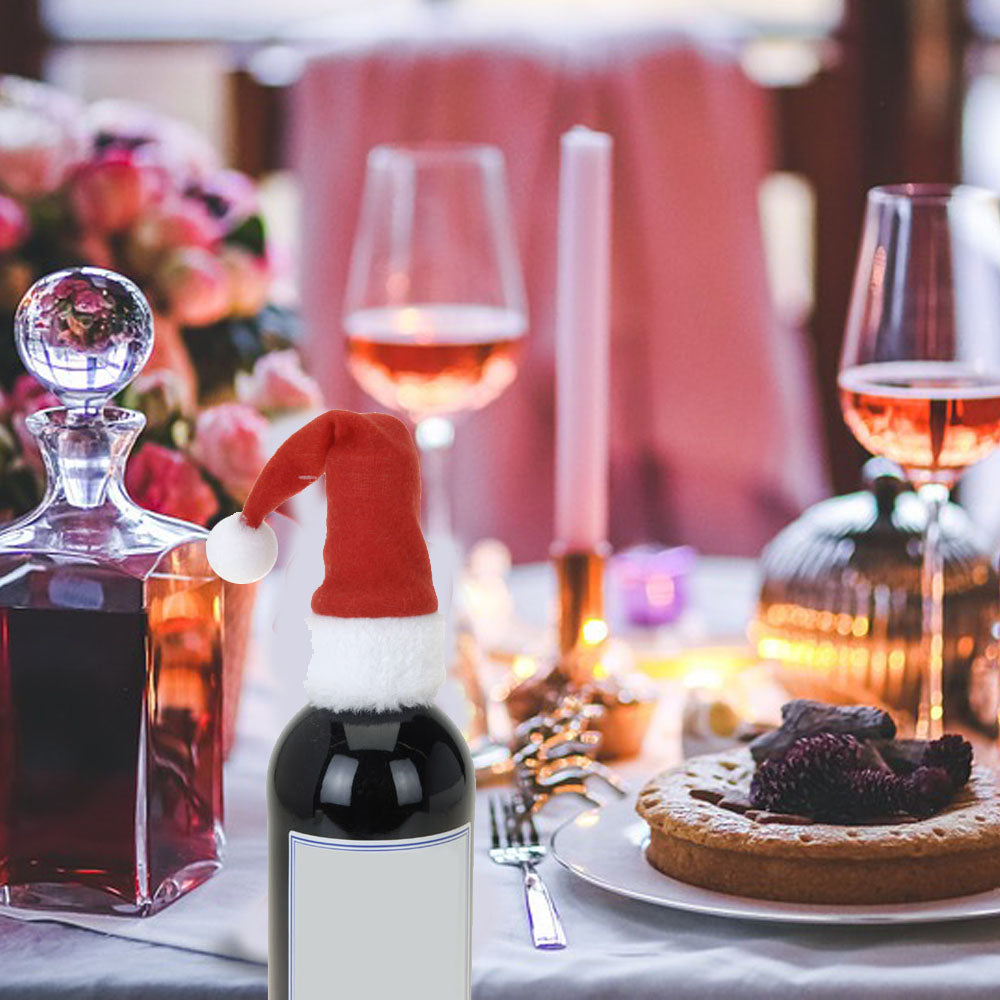 Lot de 4 couvre-bouteilles de vin de Noël Santa Hat Stocking