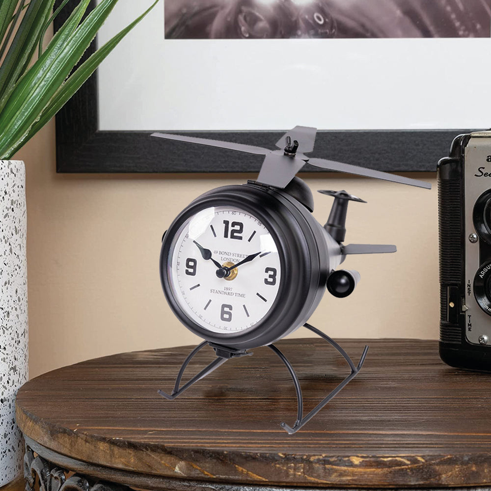 Table Clock - Metal Helicopter Model