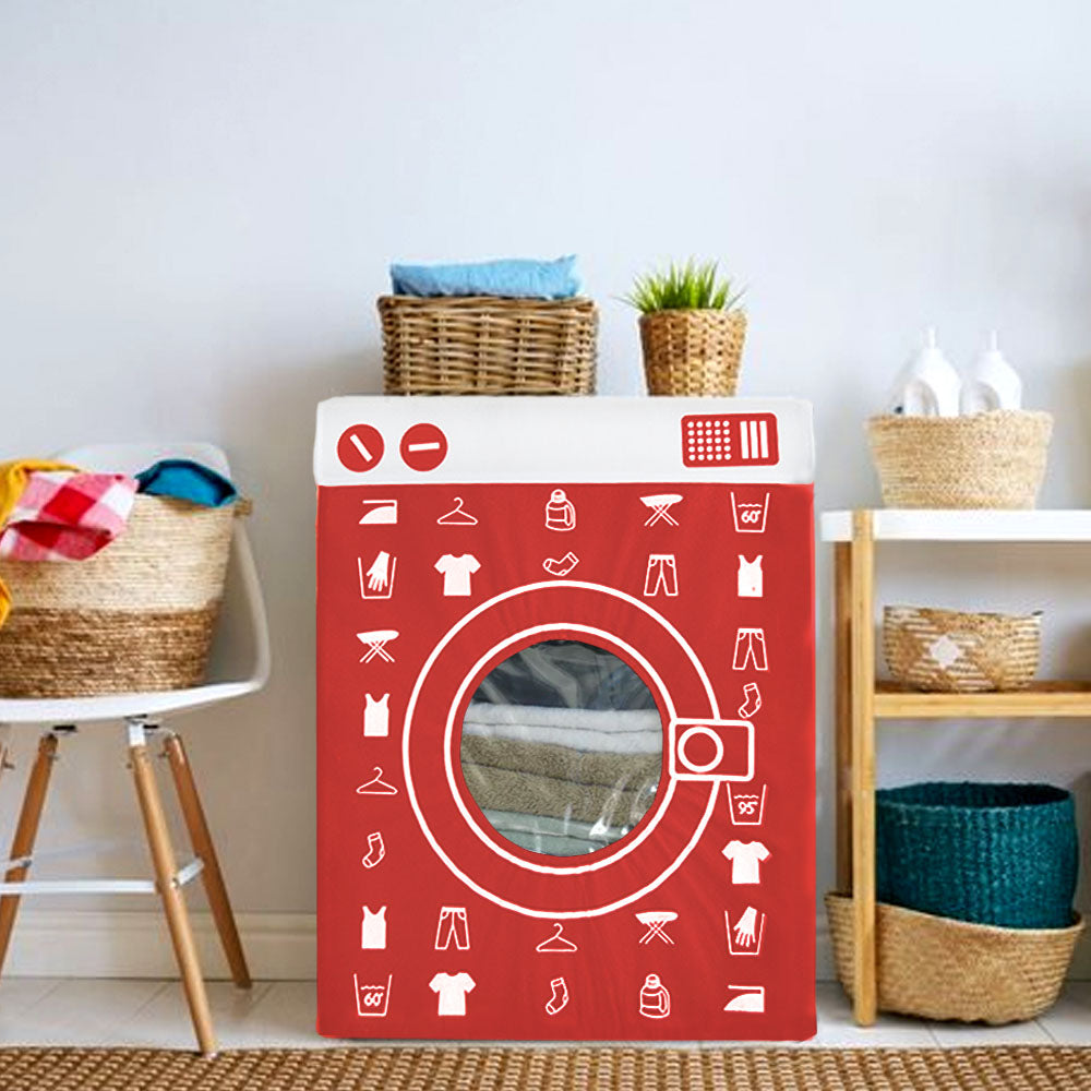 Cesto para la ropa sucia: diseño de lavadora y paquete plano