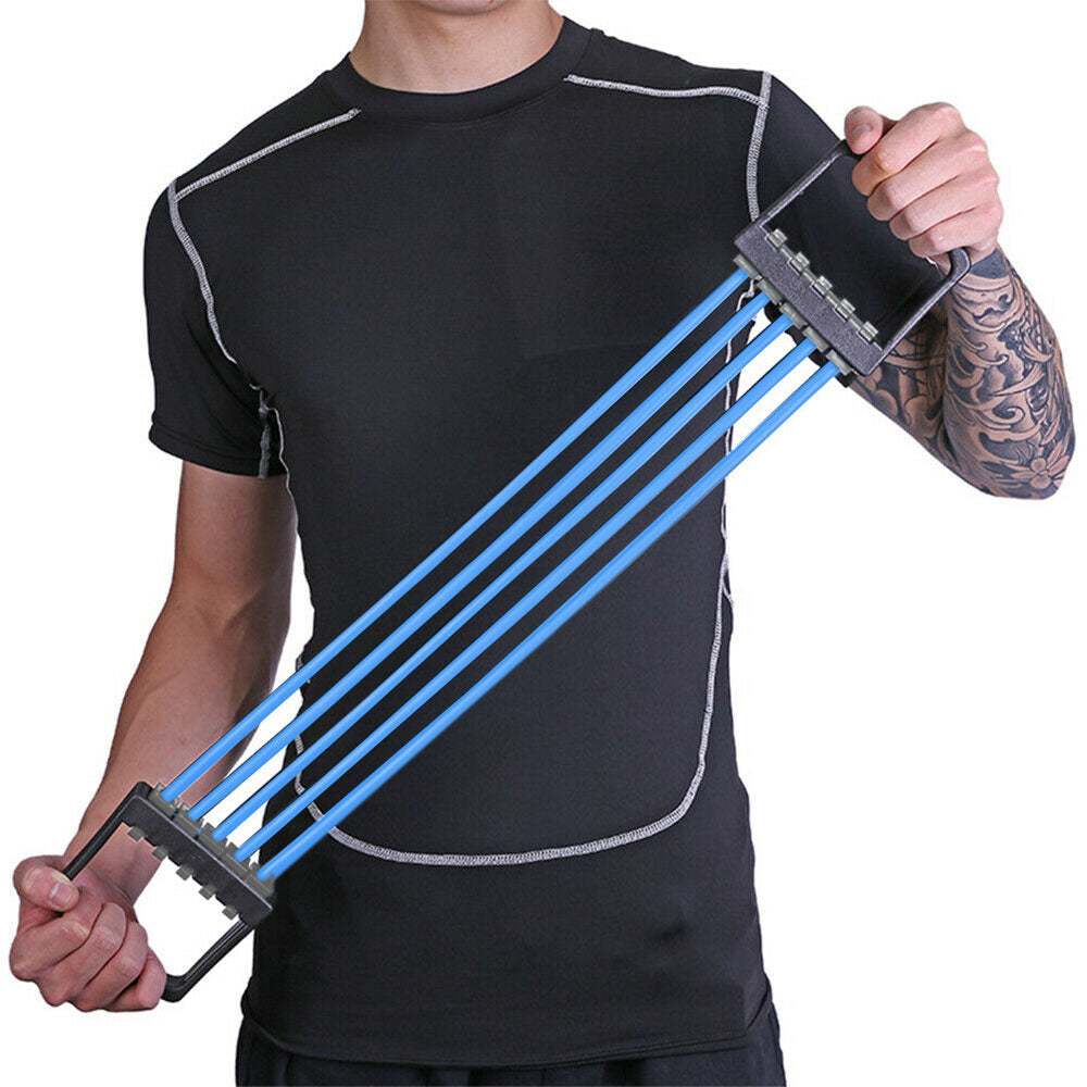 Resistance Band Chest Expander with 5 Detachable Latex Cords