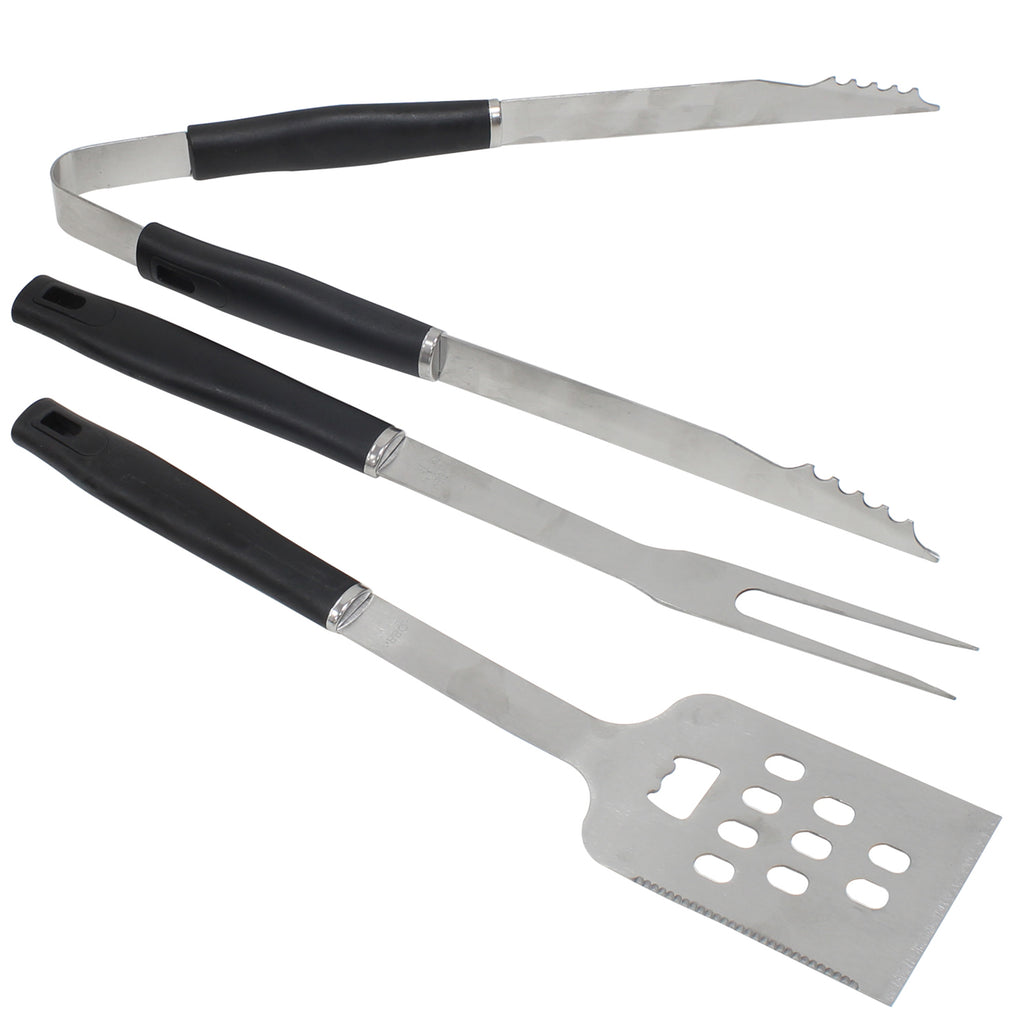 Ensemble de 3 outils Braai - Fourchette, pince et spatule en acier ino