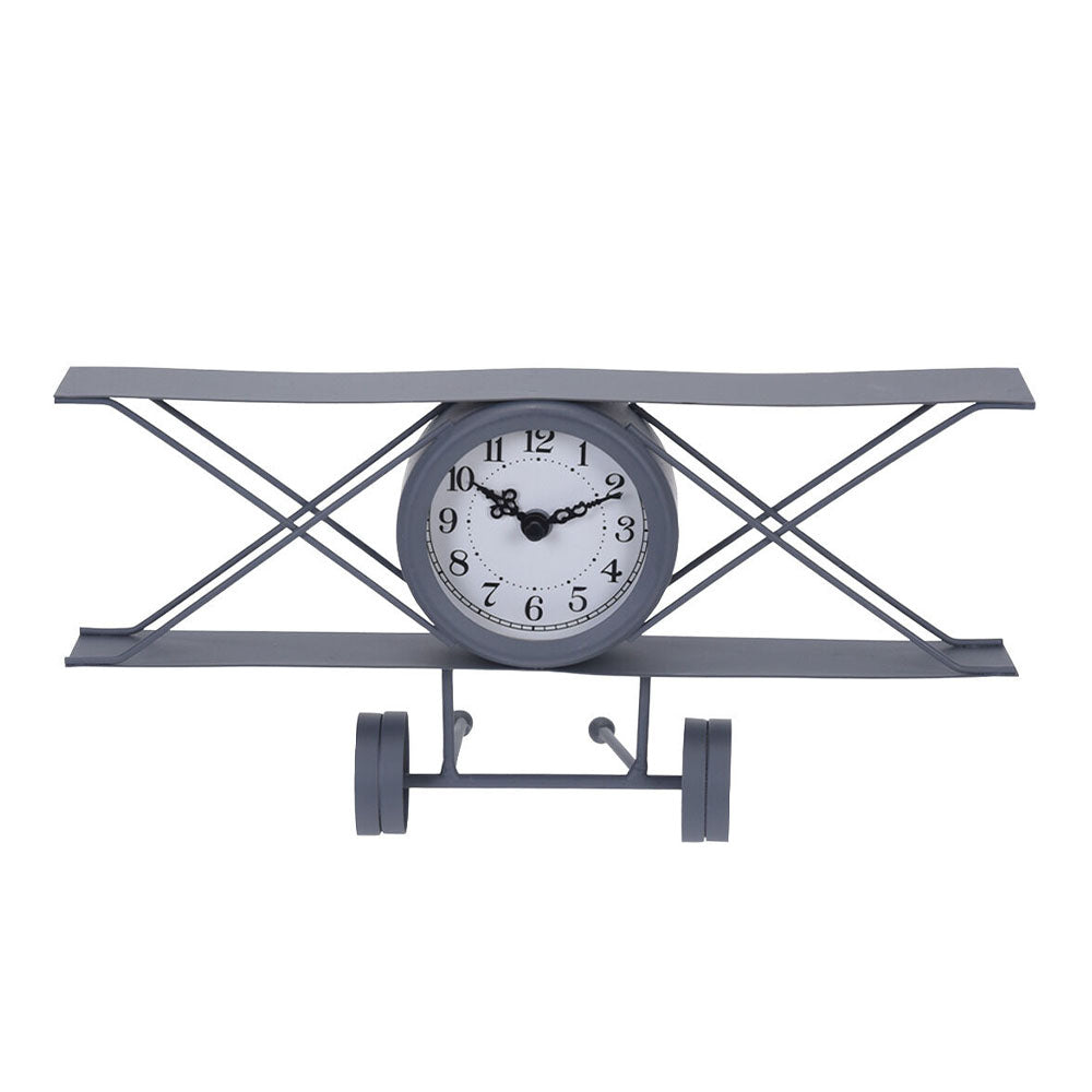 Horloge de table - Forme d'avion en métal 