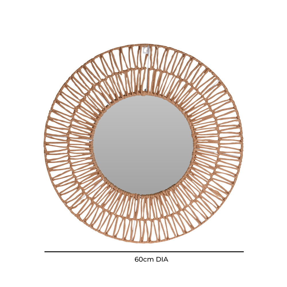 Natural Round Mirror with Paper Frame - 60cm