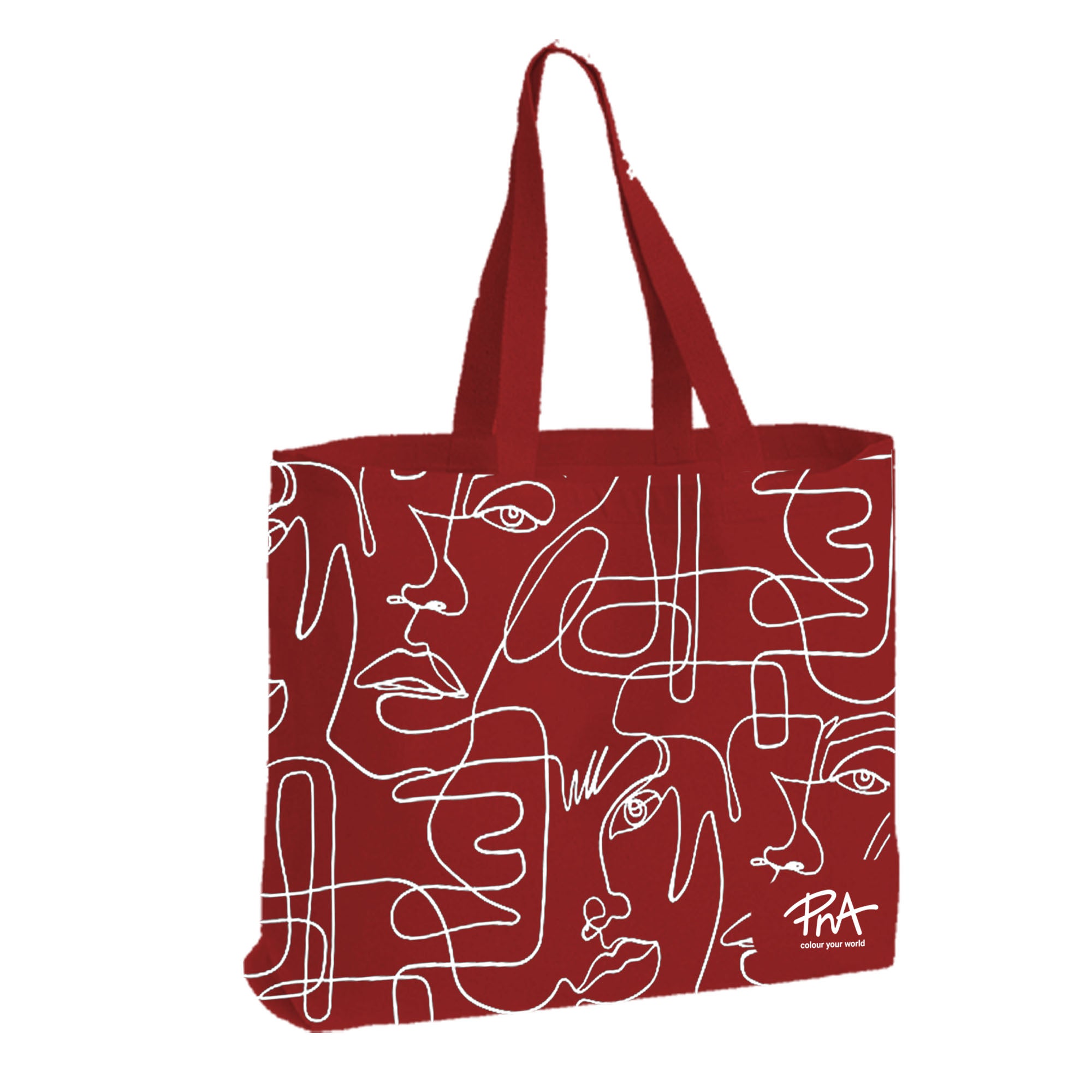 Eco-Friendly Reusable Canvas Shopping Bag - Red Design