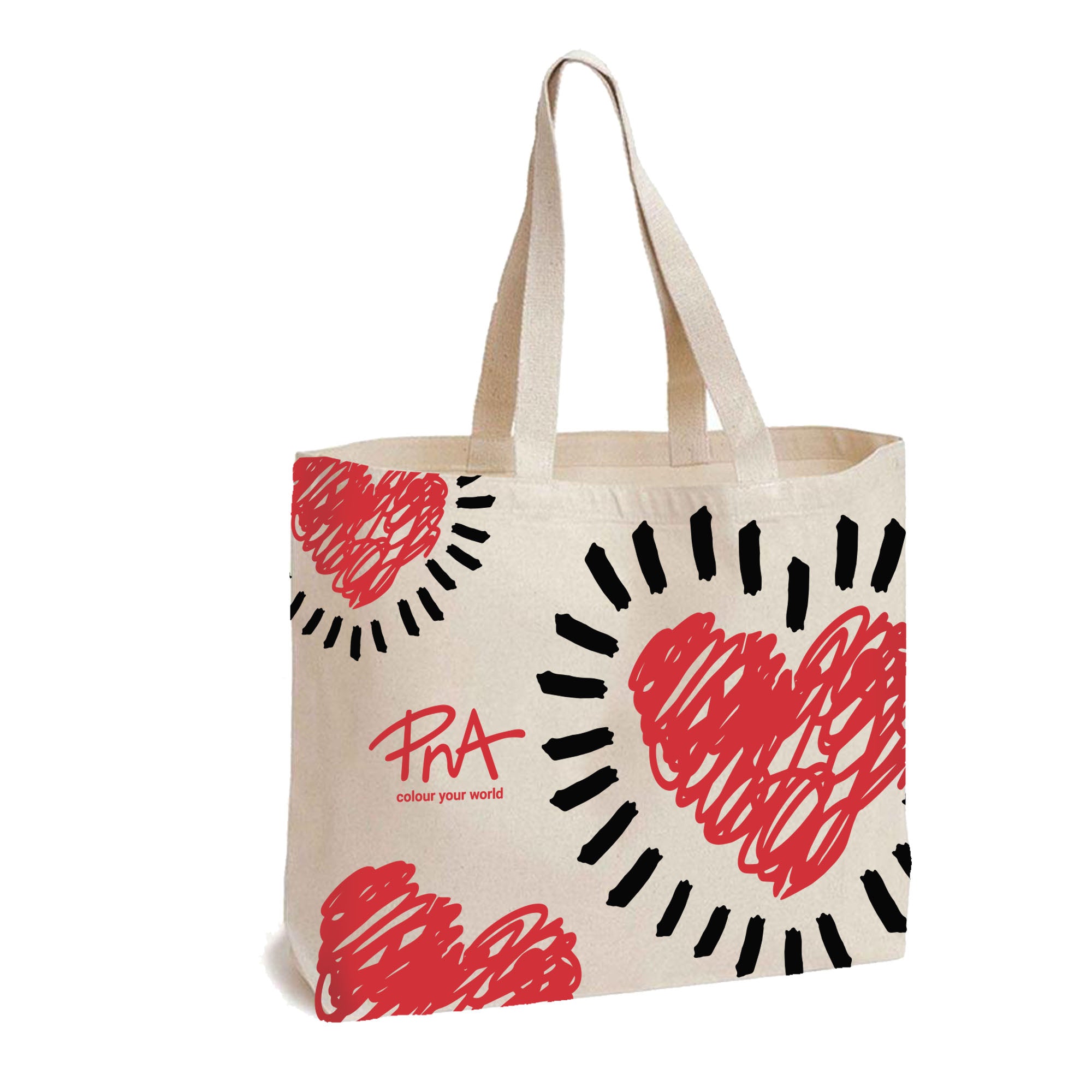 Eco-Friendly Reusable Canvas Shopping Bag - Heart Design