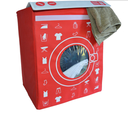 Cesto para la ropa sucia: diseño de lavadora y paquete plano