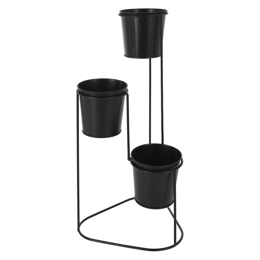 46.5cm Metal flower rack stand with 3 pots stand set is industrial by nature. These planters make the perfect addition to a refined interior. Durable and long-lasting. Display up to 3 different plants. Removable pot plants on the stand. 3 x Pots. 1 x Stand. Total size: 23.5 x 22 x 46.5cm. Pot size: 11 x 11 x 10cm. bags direct wholesale online shop QD1000540