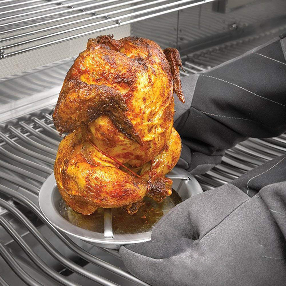 Chicken Holder with Roast Pan - Stainless Steel